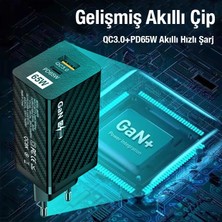 Coofbe Gan 65W Ultra Hızlı Telefon ve Tablet Şarj Adaptörü, 1 Pd Type 65W, 1 USB 3.0 Girişli Başlık