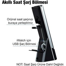 Coofbe 7in1 15W Kablosuz Şarjlı Katlanabilir Masa Lambası, 3 Modlu Işık, Saatli,alarmlı Masa Lambası