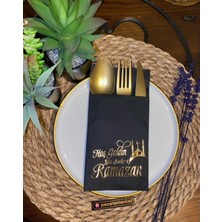 Kidspartim Gold Yaldızlı Siyah Hoş Geldin Ya Şehri Ramazan Cepli Peçete 12 Lı 40X40