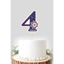 Neşeli Günlerim Denizci Temalı 4 Yaşında (Dört) Pasta Süsü *kalın Kağıt