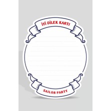 Neşeli Günlerim Denizci Teması Dilek Kartı 20'li *kalın Kağıt