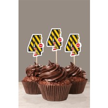 Neşeli Günlerim Iş Makinaları Temalı * 4 (Dört) Yaşında Cupcake Süsü '10LU
