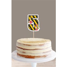 Neşeli Günlerim Iş Makinaları Temalı 5 Yaşında (Beş) Pasta Süsü *kalın Kağıt