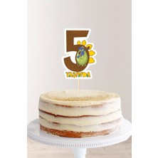 Neşeli Günlerim Dinazor Temalı 5 Yaşında (Beş) Pasta Süsü *kalın Kağıt