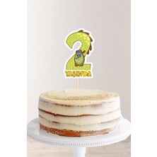 Neşeli Günlerim Dinazor Temalı 2 Yaşında (Iki) Pasta Süsü *kalın Kağıt