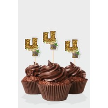 Neşeli Günlerim Safari Temalı * 4 (Dört) Yaşında Cupcake Süsü '10LU