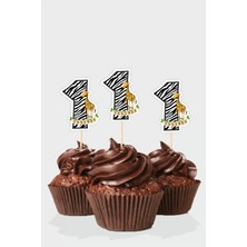 Neşeli Günlerim Safari Temalı * 1 (Bir) Yaşında Cupcake Süsü '10LU