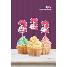 Neşeli Günlerim Unicorn Temalı * 2 (Iki) Yaşında Cupcake Süsü '10LU