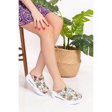 Nur Medikal Giyim Su Yeşil Baykuş Desenli Kapalı Hava Taban Kadın Sabo Terlik 953