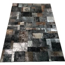 Dericibey Varaklı Patchwork Doğal Dana Derisi Halı 80 x 150 cm