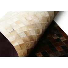 Dericibey Siyah & Krem Rengi Dana Derisi Patchwork Halı 120 x 180 cm