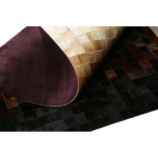 Dericibey Siyah & Krem Rengi Dana Derisi Patchwork Halı 120 x 180 cm