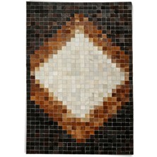 Dericibey Siyah & Karamel Rengi Dana Derisi Patchwork Halı 80 x 150 cm