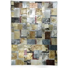 Dericibey Çok Renkli Doğal Dana Derisi Patchwork Halı 80 x 150 cm