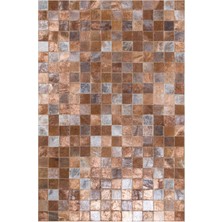 Dericibey Bronz & Gümüş Varaklı Dana Derisi Patchwork Halı 80 x 150 cm