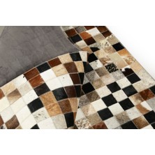 Dericibey Çok Renkli Doğal Dana Derisi Patchwork Halı 80 x 150 cm