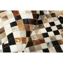 Dericibey Çok Renkli Doğal Dana Derisi Patchwork Halı 80 x 150 cm