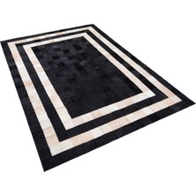 Dericibey Siyah & Krem Dana Derisi Patchwork Halı 80 x 150 cm