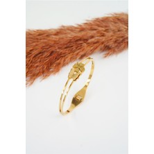 By Zeyna Aksesuar Kadın 316 L Paslanmaz Çelik Anti Alerjenik Yonca ve Kelebek Model Çelik Bileklik