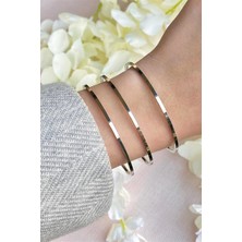 By Zeyna Aksesuar Kadın 316 L Paslanmaz Çelik Anti Alerjenik 3'lü Çelik Ajda Bilezik