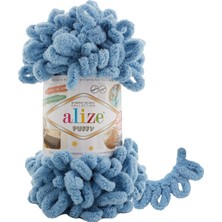 Alize Puffy El Örgü Ipi (5 Li Paket) - 280-ORTA Mavi
