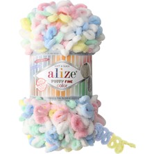 Alize Puffy Fine Color El Örgü Ipi (5 Li Paket) - 5949