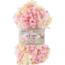 Alize Puffy Fine Color El Örgü Ipi (5 Li Paket) - 6367