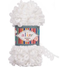 Alize Puffy Fine El Örgü Ipi (5 Li Paket) - 55-Beyaz