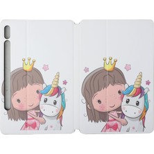 Zsunsky Shop Samsung Galaxy Tab S7 SM-T870 / T875 Deri Kılıf Girl Unicorn (Yurt Dışından)