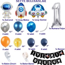 Uzay Temalı Doğum Günü Seti ; 4 Adet Folyo, 60 Lateks Balon, Banner, Balon Zinciri, Balon Bandı