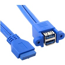 Wozlo 19 Pin 20 Pin USB 3.0 Dişi To 2x USB 3.0 Anakart Panel Tipi Kablo -50CM