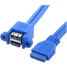 Wozlo 19 Pin 20 Pin USB 3.0 Dişi To 2x USB 3.0 Anakart Panel Tipi Kablo -50CM