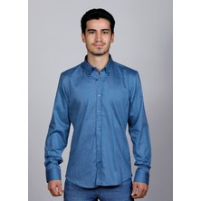 Salve %100 Pamuk Saten Slim Fit Casual Gömlek 22155