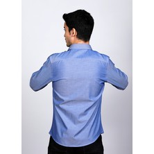 Salve %100 Pamuk Slim Fit Balıksırtı Desen Klasik Gömlek 22102