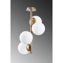 Lambadar 4 Lü Eskitme Sarmaşık Model Modern Beyaz Glop Camlı Avize