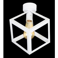 Lambadar Rustik Retro Model Geometrik Plafonyer Metal Küp Avize