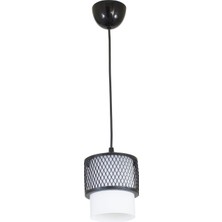 Lambadar Tekli Beyaz Cam Kafes Model Modern Sarkıt Avize