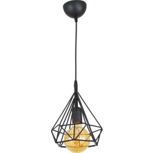 Lambadar Üçlü Siyah Prizma Model Sarkıt Avize