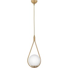 Lambadar Damla Model Modern Gold Tekli Glop Beyaz Camlı Sarkıt Avize