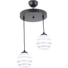 Lambadar Ikili Özel Şeritli Cam Model Modern Sarkıt Avize