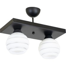 Lambadar Ikili Özel Şeritli Cam Model Modern Plafonyer Avize