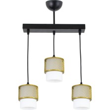 Lambadar Üçlü Beyaz Cam Kafes Model Modern Sarkıt Avize