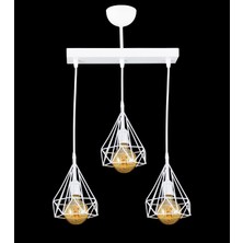 Lambadar Üçlü Beyaz Prizma Model Sarkıt Avize