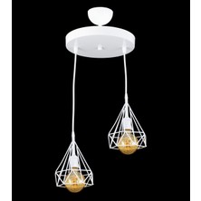 Lambadar Üçlü Beyaz Prizma Model Sarkıt Avize