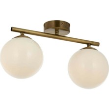 Lambadar Spor Plafonyer Model Modern Glop Beyaz Camlı Ikili Avize