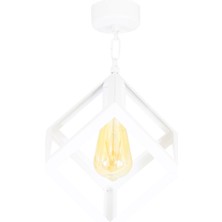 Lambadar Rustik Retro Model Geometrik Plafonyer Metal Küp Avize