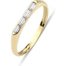 Kairos Jewelry 14 Ayar Altın Taşlı İnce Mühür Yüzük KRS083-14GEZ