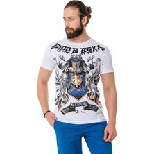 Cipo & Baxx CT743 Crown Baskılı Beyaz Tişört