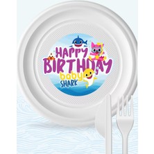 Neşeli Günlerim Baby Shark Temalı Tabak Sticker (Etiket) 15'li * Yapışkanlı Kağıt