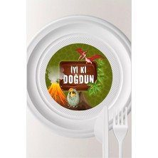 Neşeli Günlerim Dinazor Konseptli Tabak Sticker (Etiket) 15'li * Yapışkanlı Kağıt